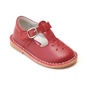 L'Amour Girls Classic 751 Red Leather Mary Janes