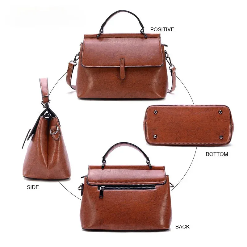 Large Capacity Casual Leather School Bag, Tote Bag, Shoulder Bag and Travel Backpack