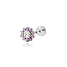 Lavender Jade Flower Flat Back Stud (16G)