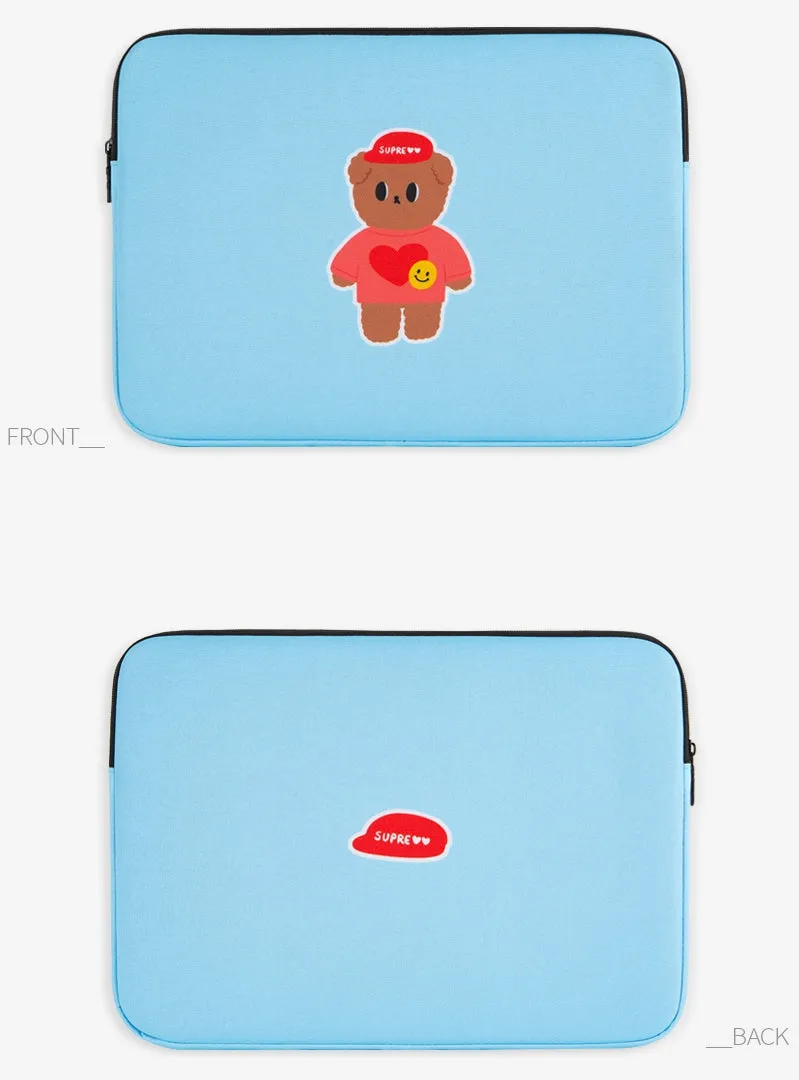 Light Blue CUTIE BEAR Graphic Laptop Sleeves 13 15 inch Cases Protective Covers Handbags Square Pouches Designer Artist Prints School Collage Office Lightweight