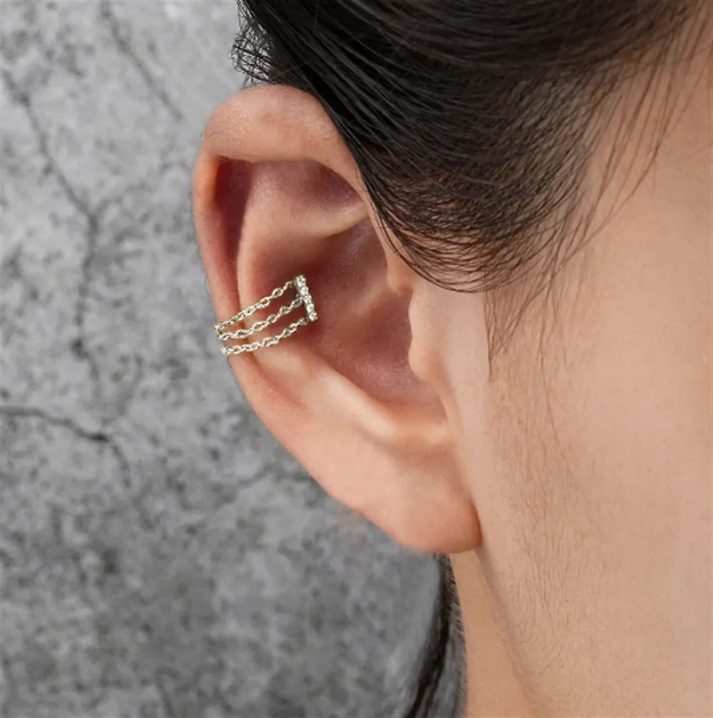 Long Chain Delicate Flat Back Stud Earrings