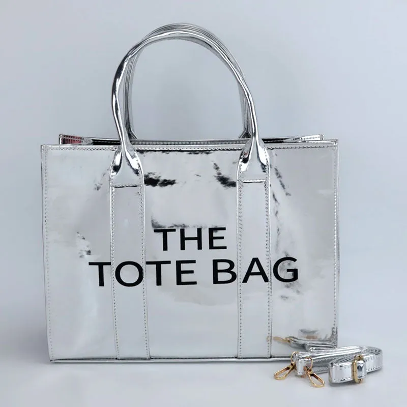 Luxury The Tote Bag Metallic Shine Spacious Handheld Handbag