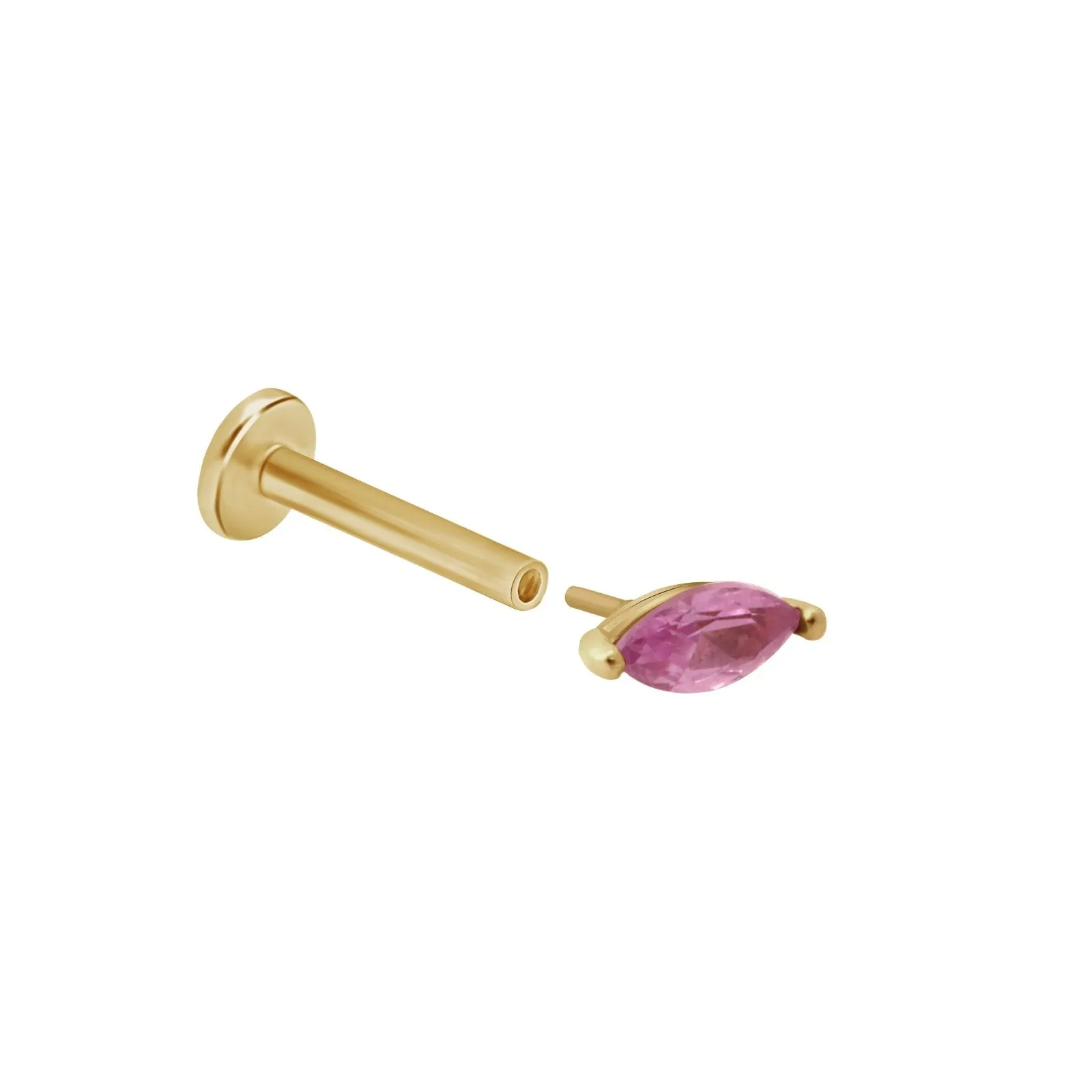 Marquise Pink Ruby Flat Back Earring