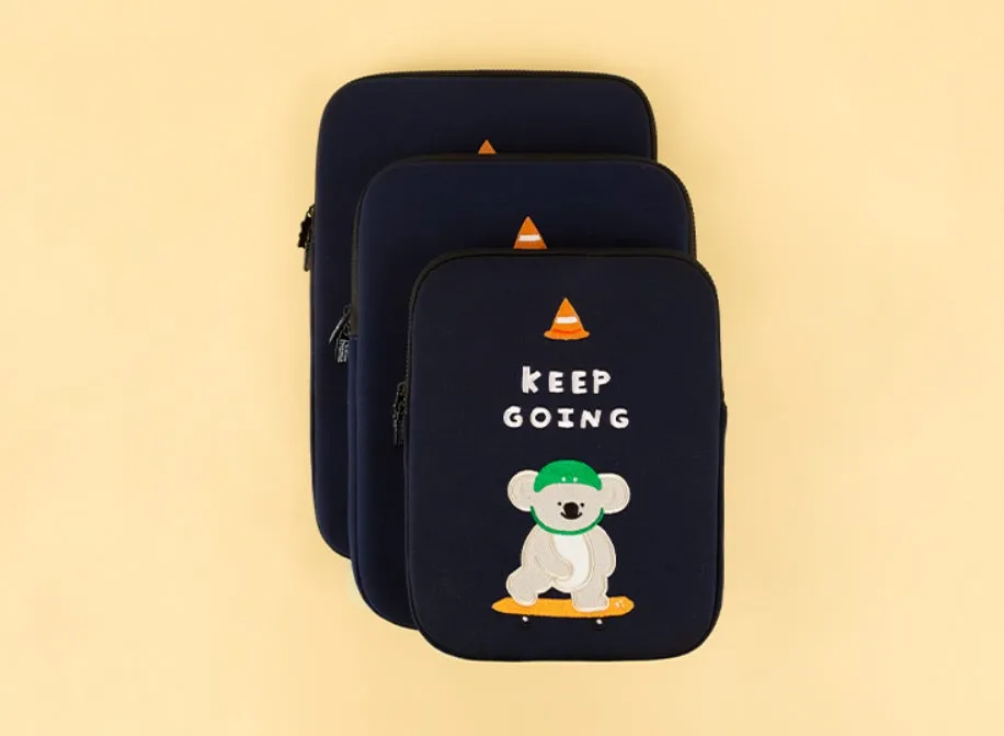 Navyblue Koala Laptop Sleeves iPad 11 13 15 inch Cases Protective Covers Purses Skins Handbags Square Cushion Carrying Pouches Designer Artist Embroidery School Collage Office Lightweight Cute Characters