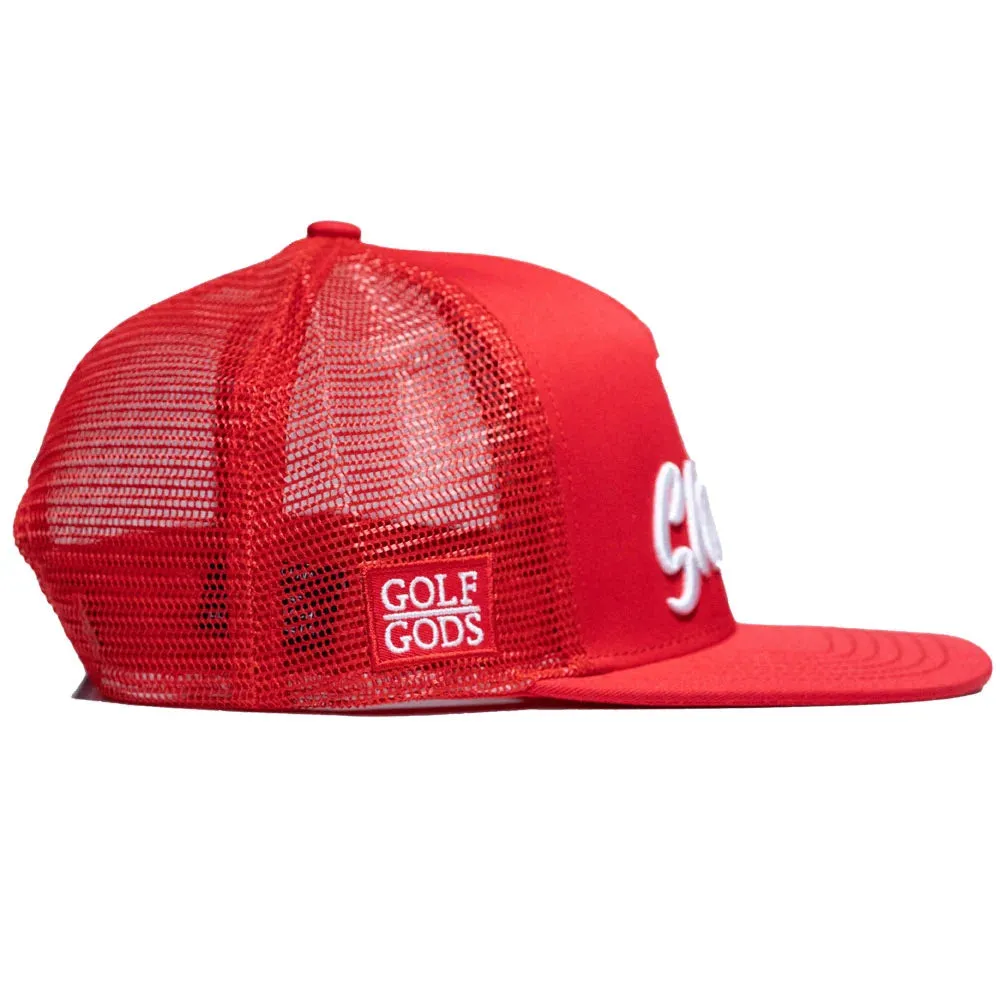 No Shanks Red Trucker SnapBack Golf Hat