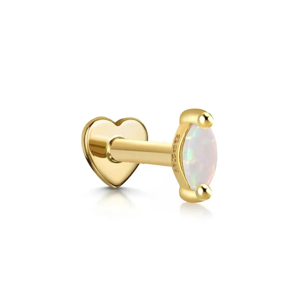 Oval Opal Labret Piercing Stud