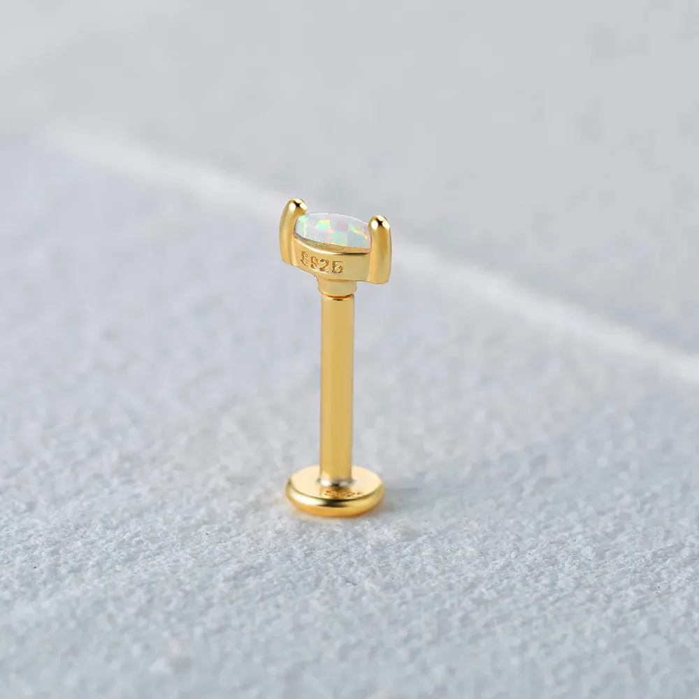 Oval Opal Labret Piercing Stud