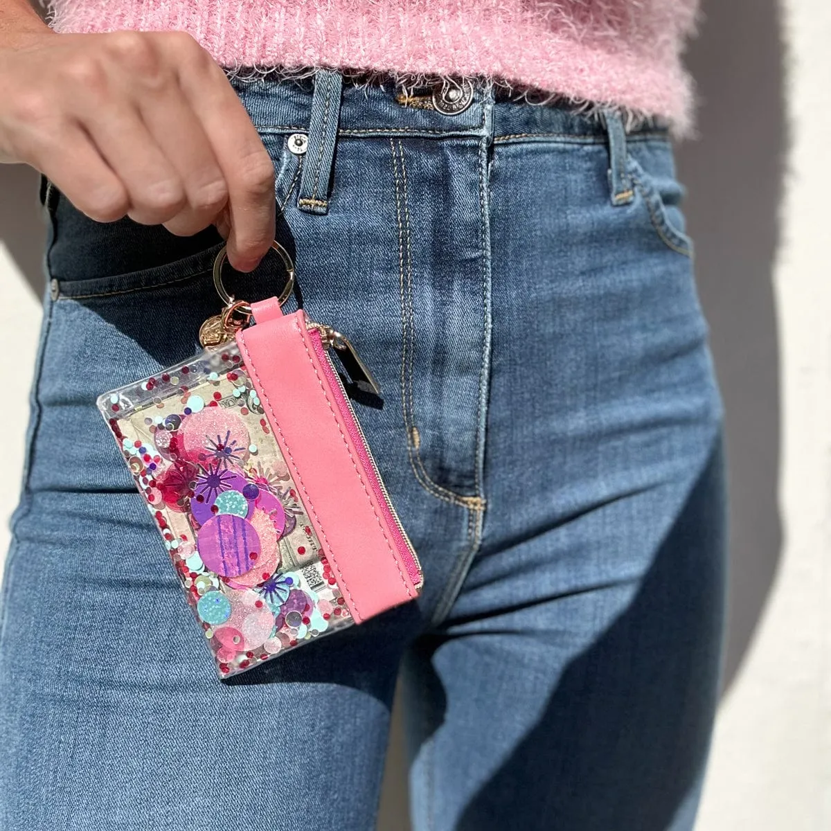 Packed Party Think Pink Confetti Keychain Wallet