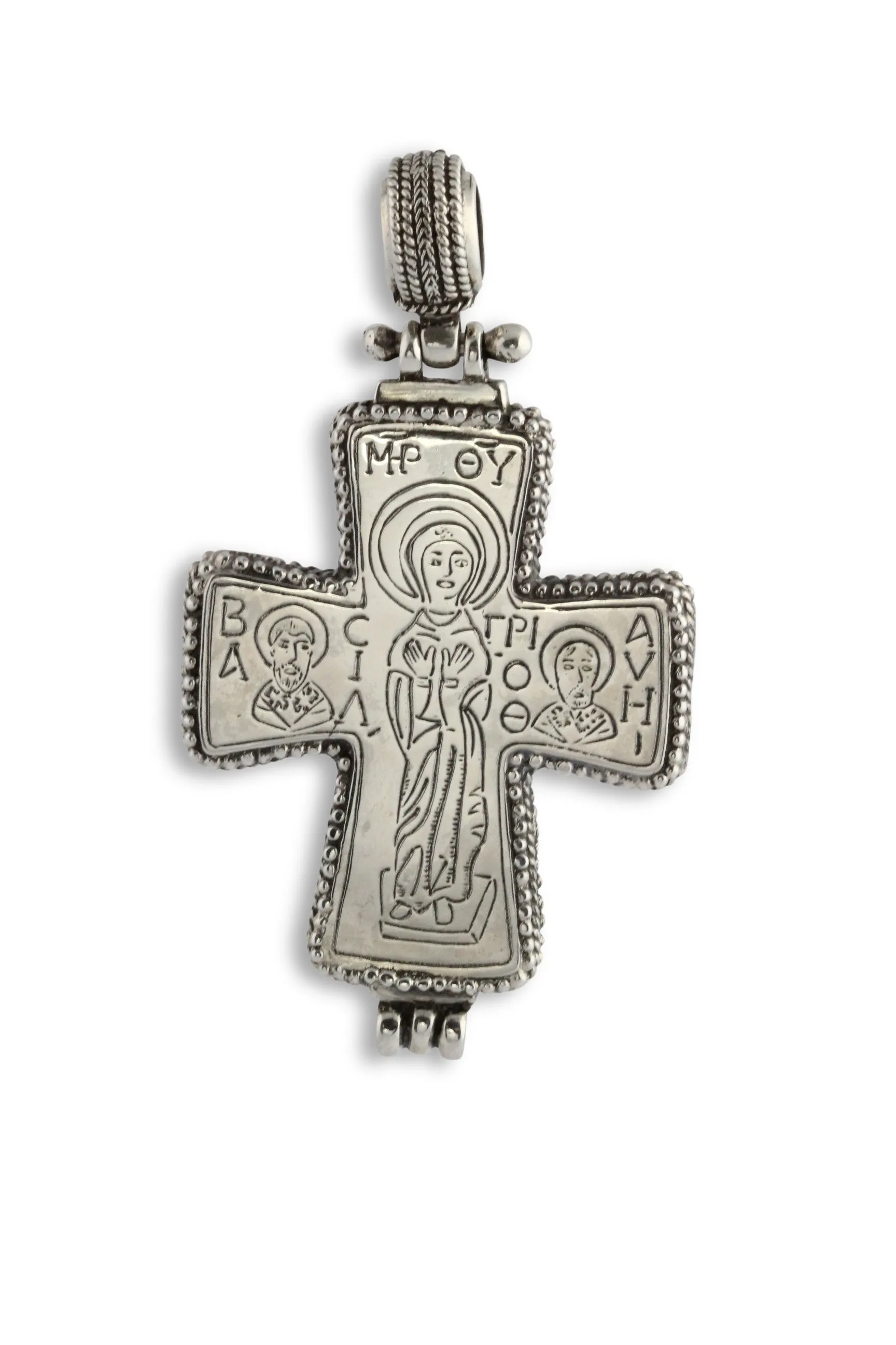 Panaghia Triple Blessing Silver Orthodox Cross