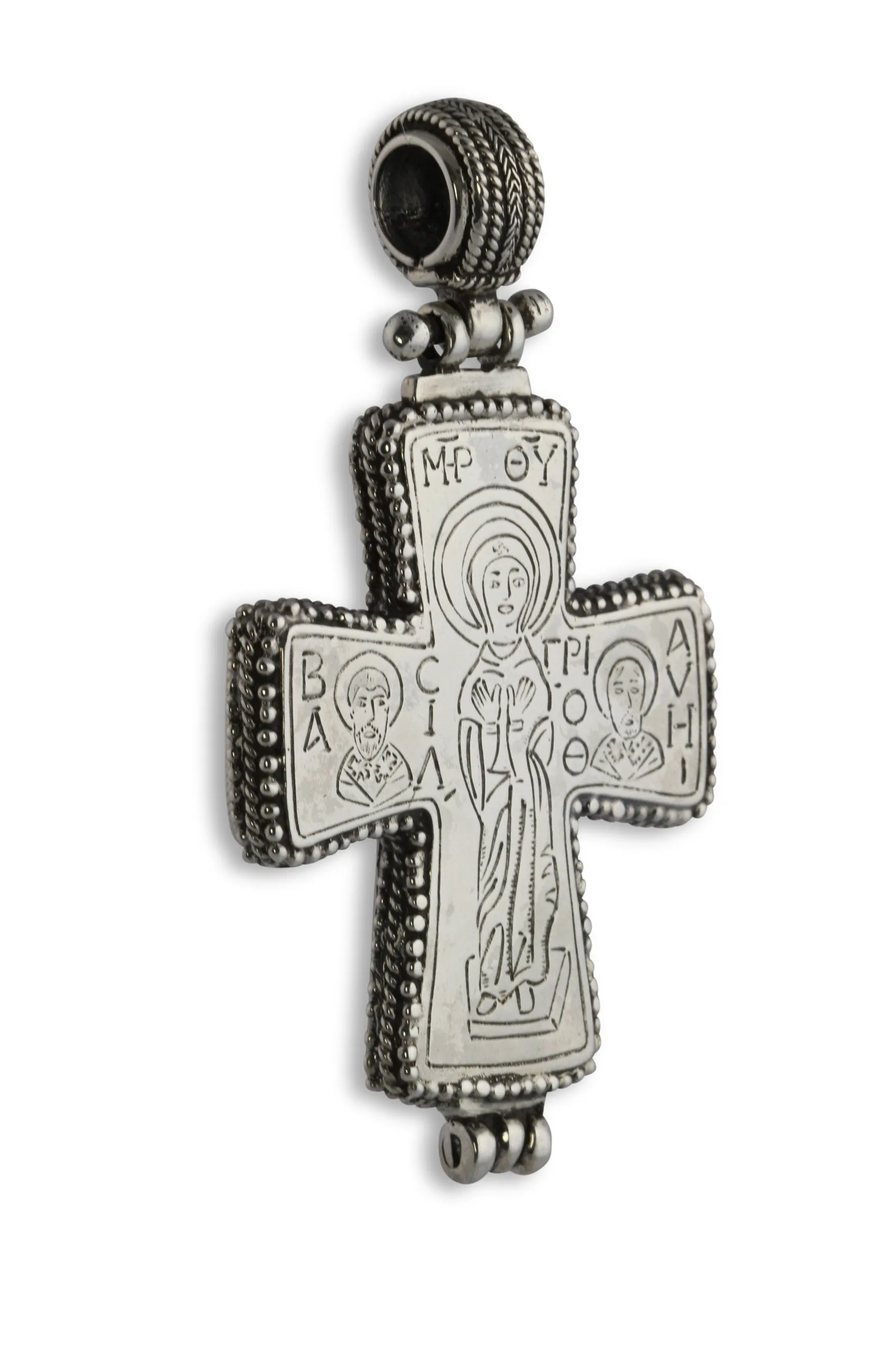 Panaghia Triple Blessing Silver Orthodox Cross