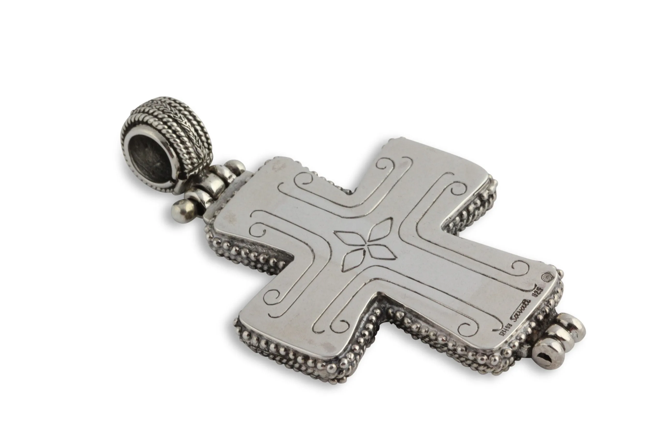 Panaghia Triple Blessing Silver Orthodox Cross