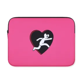 Pink Black Heart Graphic Laptop Sleeves iPad 11 13 15 inch Cases Protective Covers Handbags Square Pouches Designer Artist Prints Cute Lightweight School Collage Office Zipper Fashion Unique Gifts