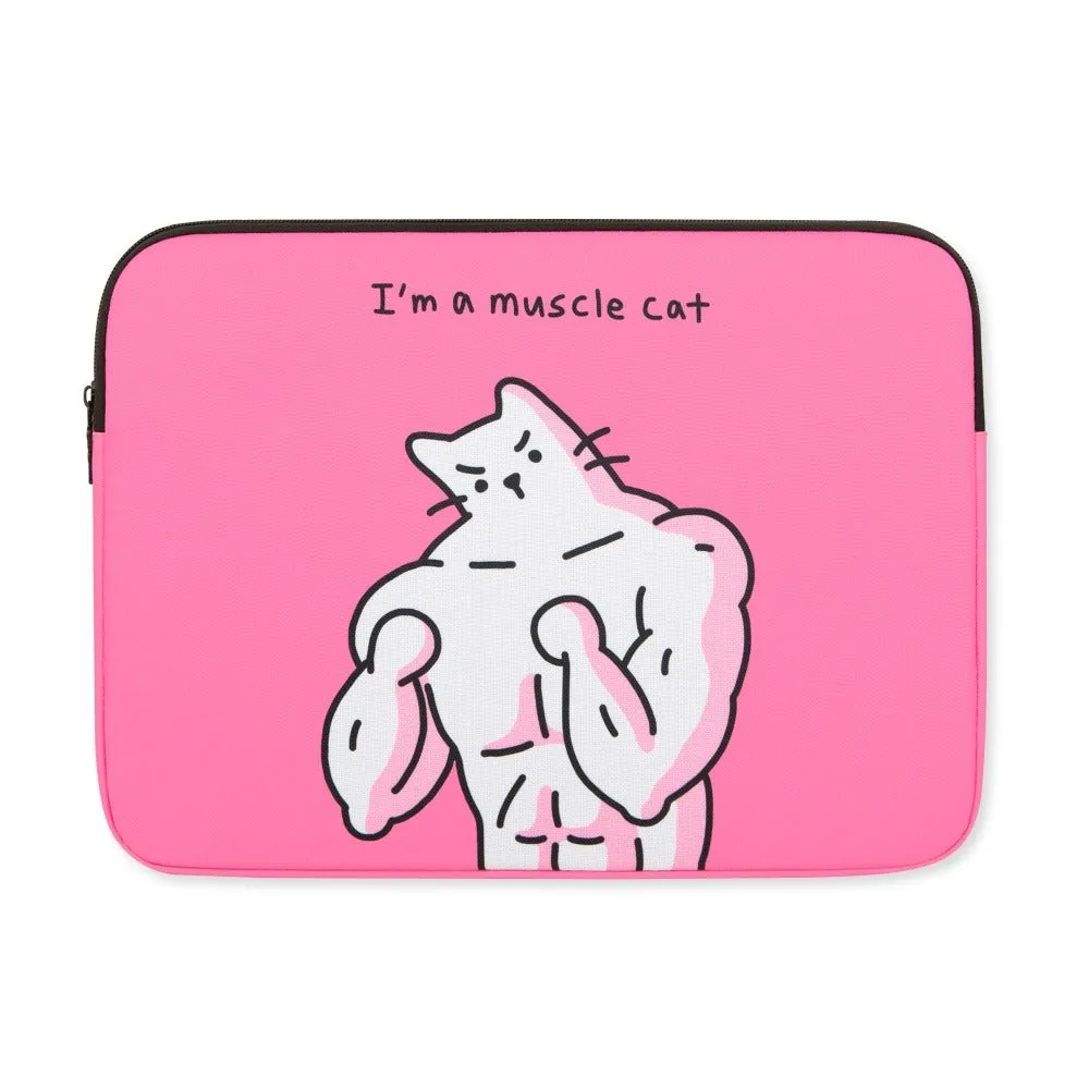 Pink Cat Graphic Laptop Sleeves 13 15 inch Cases Protective Covers Handbags Square Pouches Designer Artist Prints Cute Lightweight School Collage Office Zipper Fashion Gifts