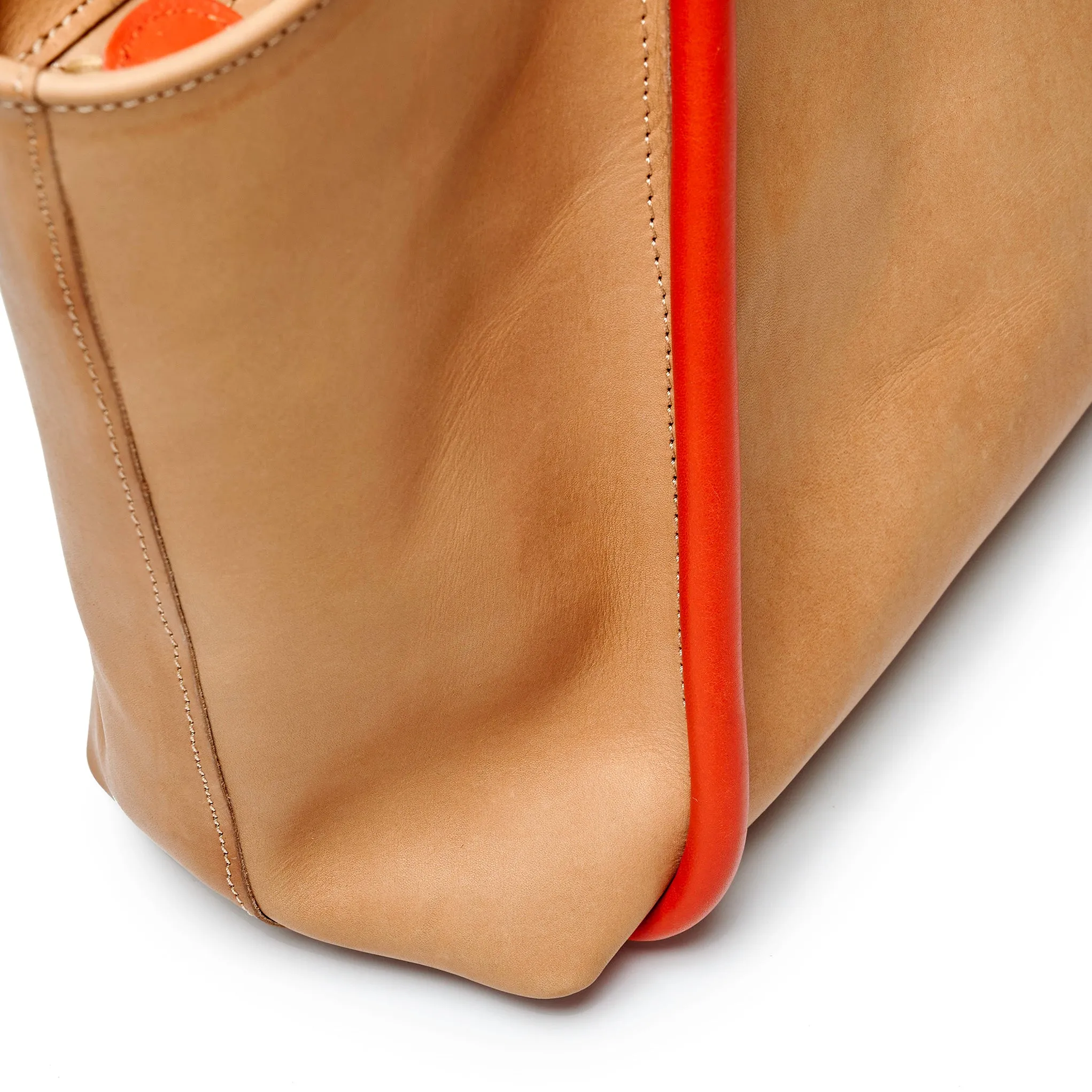 Project Dyad || Almond / Lobster Red Inner small pocket Zipper Tote Bag