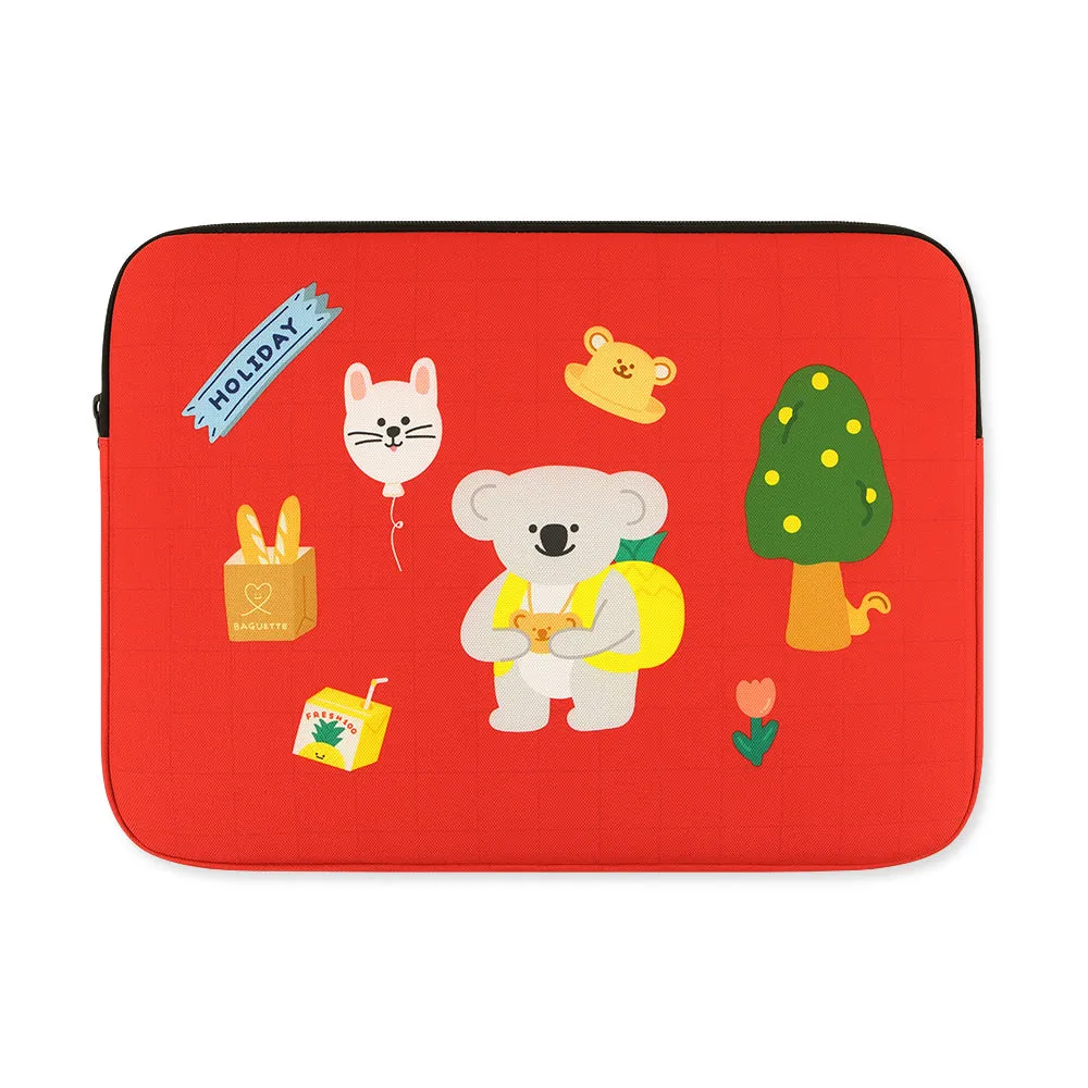 Red Picnic Koala Graphic Laptop Sleeves iPad 11 13 15inch Fitted Cases Pouches Protective Covers Purses Handbags Square Cushion Designer School Collage Office Lightweight