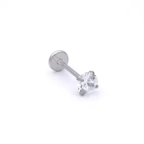 Round C.Z Top Threadless Push In Flat Back Nose Studs