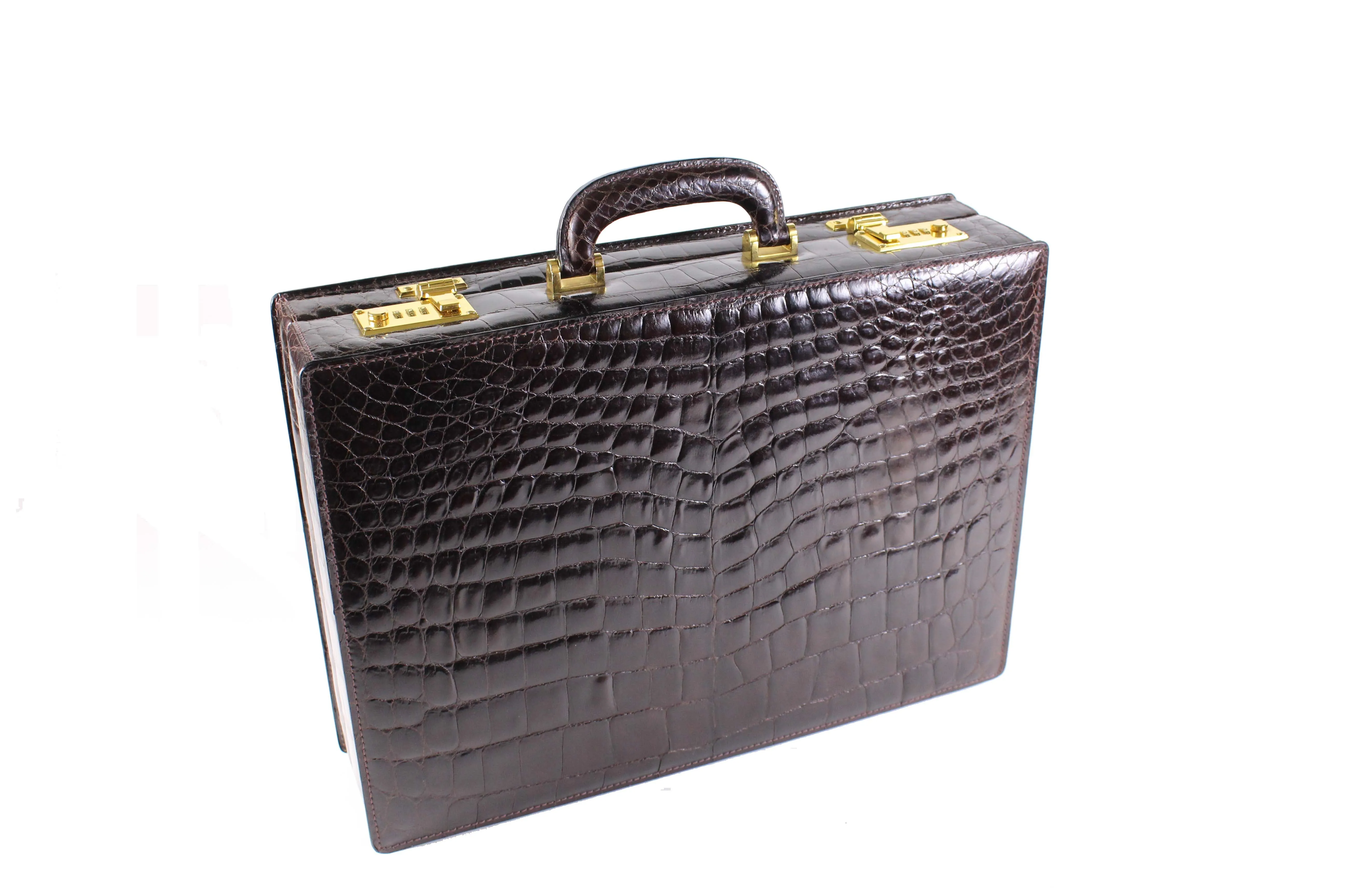 SCILPRA brown crocodile skin briefcase