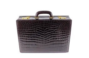 SCILPRA brown crocodile skin briefcase