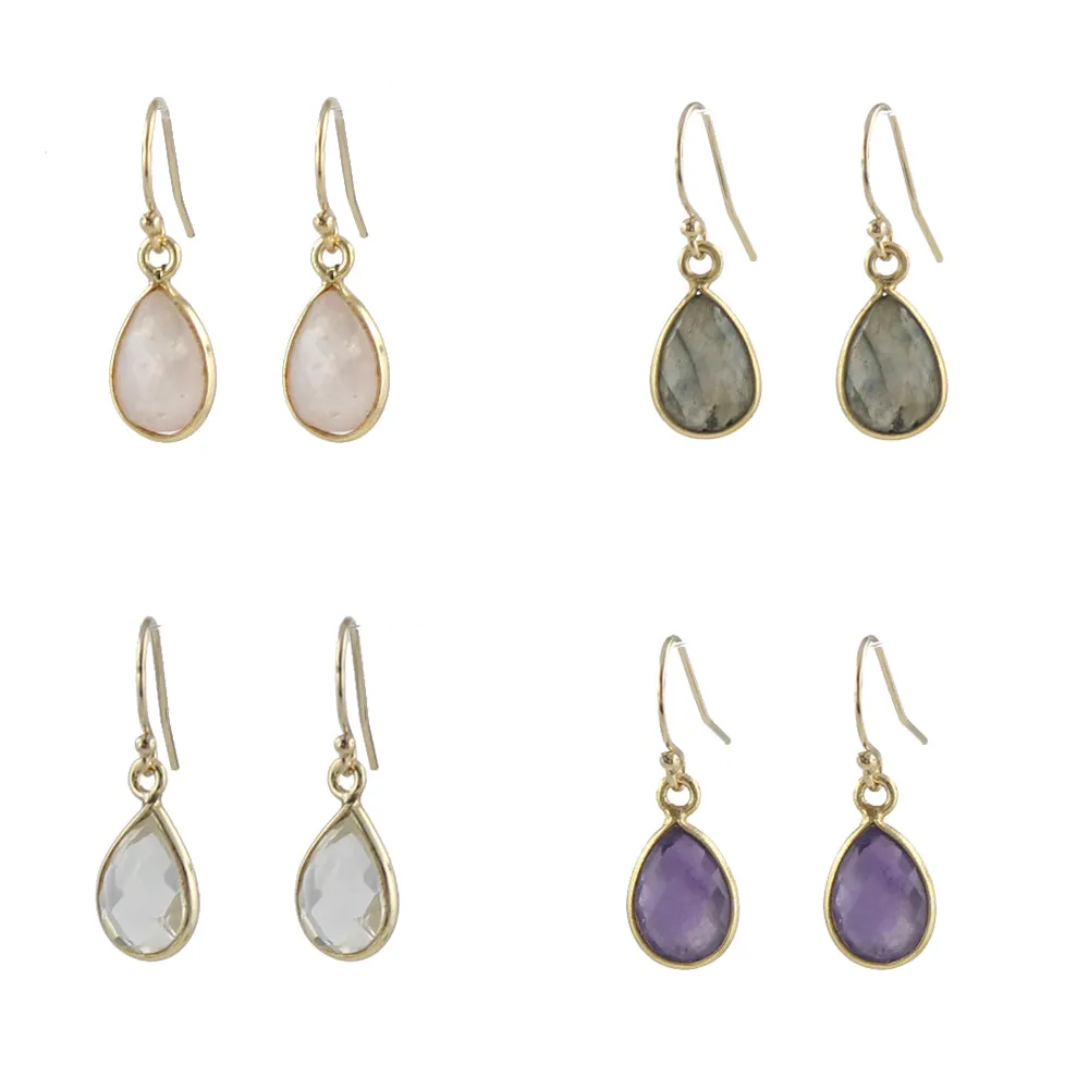 Simple Gem Teardrop Earrings