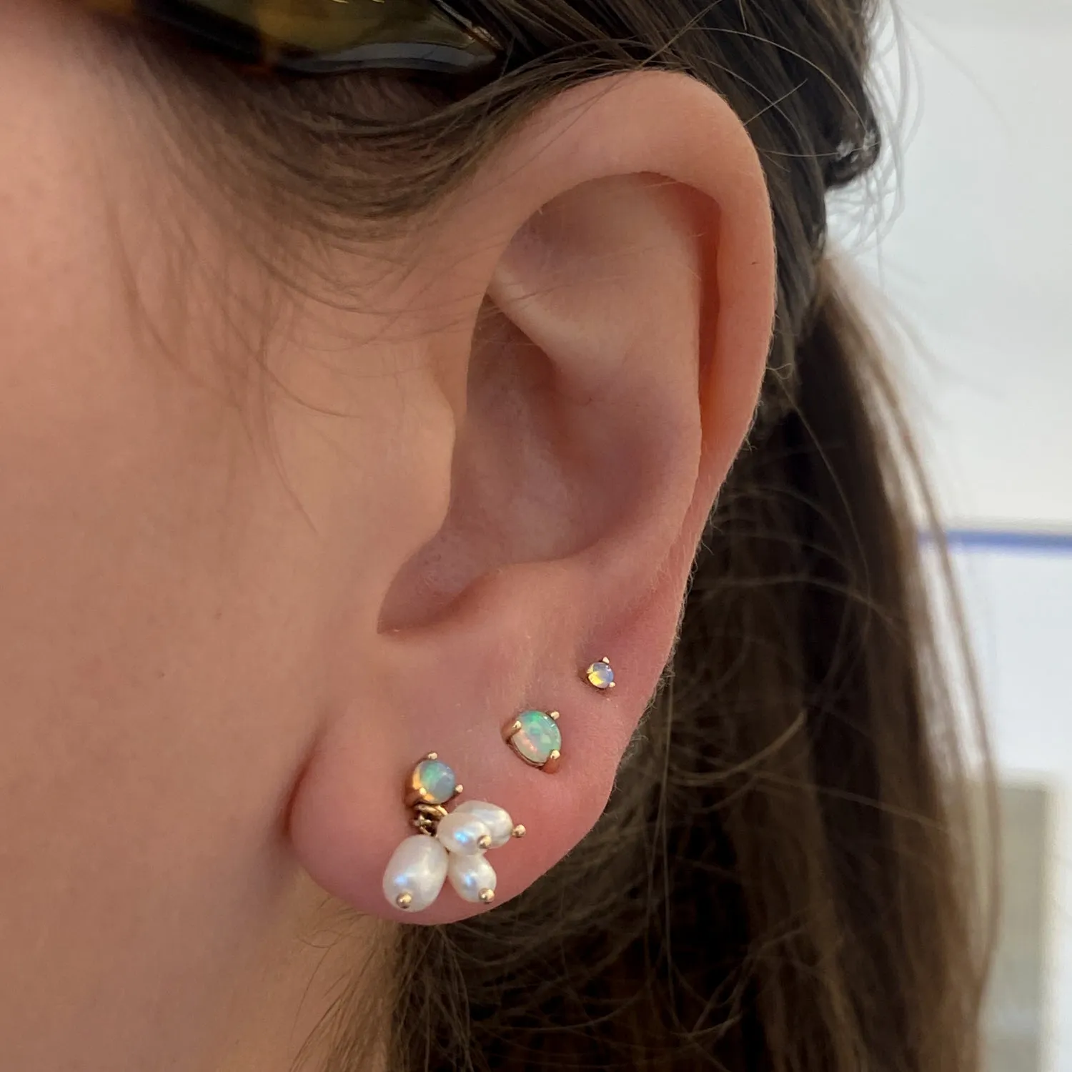 Single Small Opal Stud w/ 5 mm Flat Back