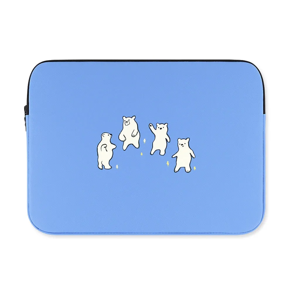 Sky Blue Bear Laptop Sleeves iPad 11 13 15inch Cases Pouches Protective Covers Purses Handbags Square Cushion Designer School Collage Office Lightweight Fashion Cute Gifts