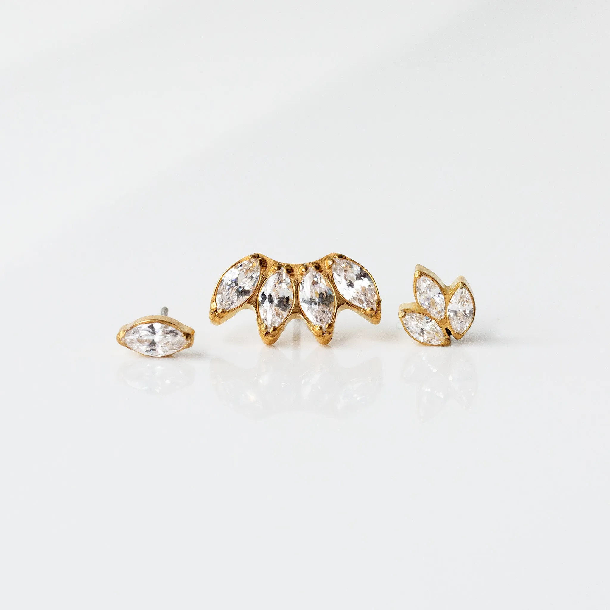 Solitaire Marquise Flat Back Earrings - Inlaid Crystal