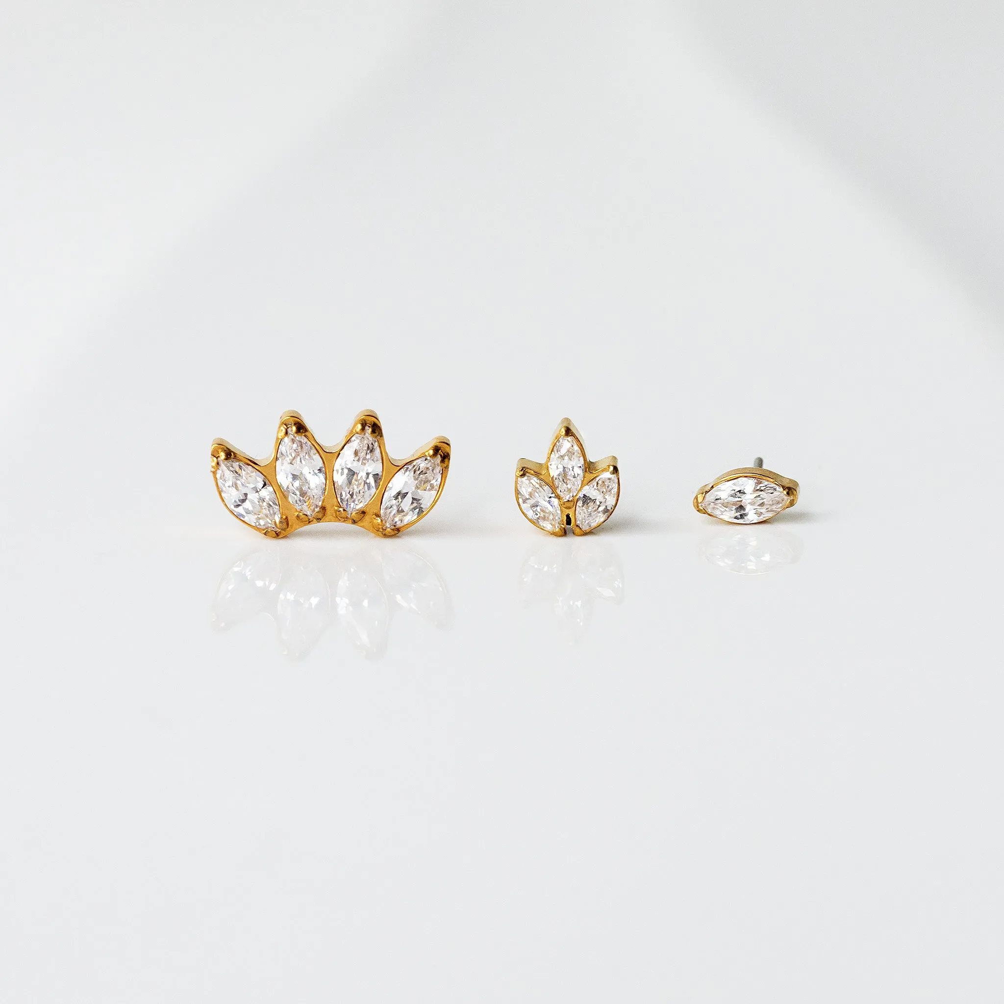 Solitaire Marquise Flat Back Earrings - Inlaid Crystal