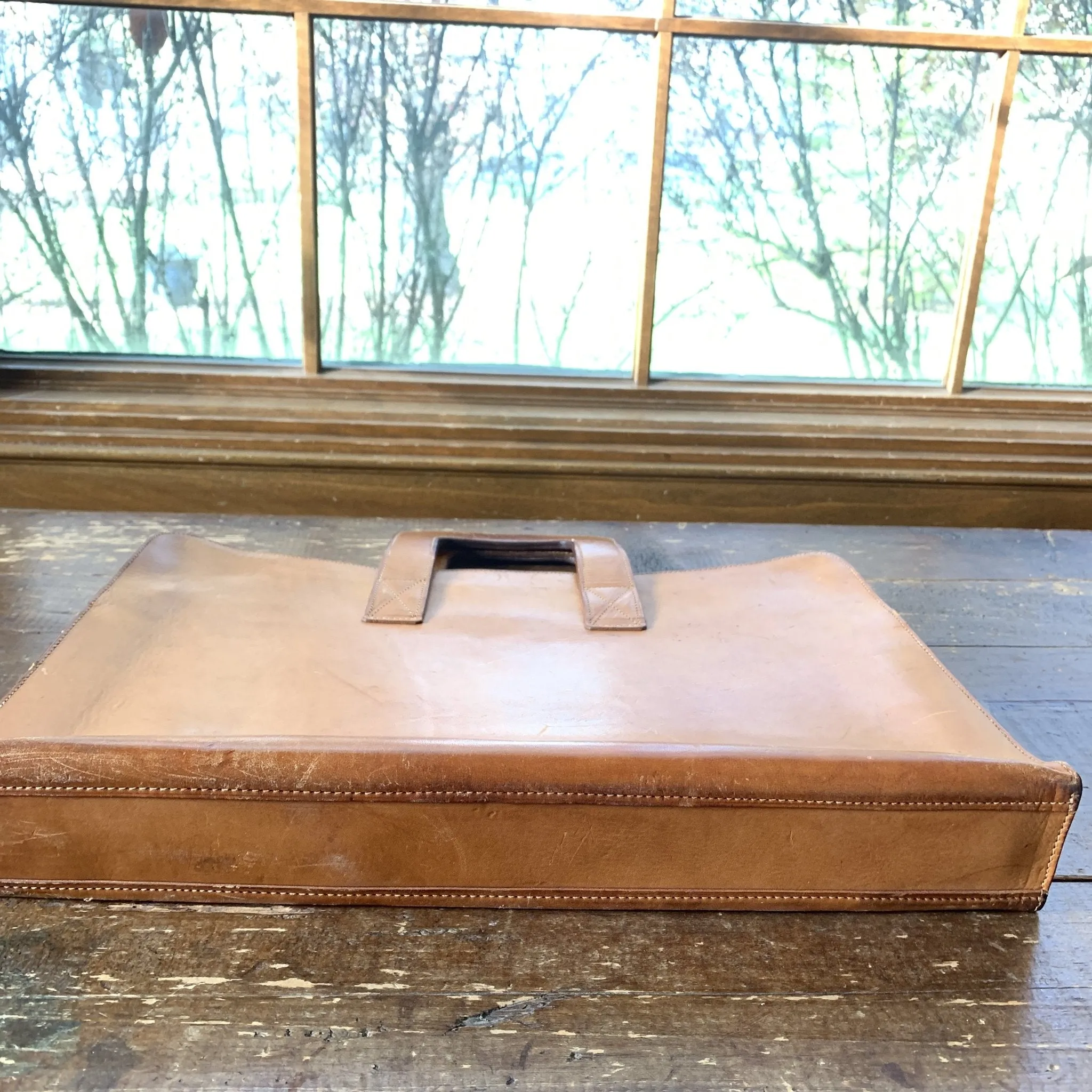 Tan Leather Briefcase or Attaches. Beautiful Soft Leather with Slim Design. Perfect gift for Graduate.