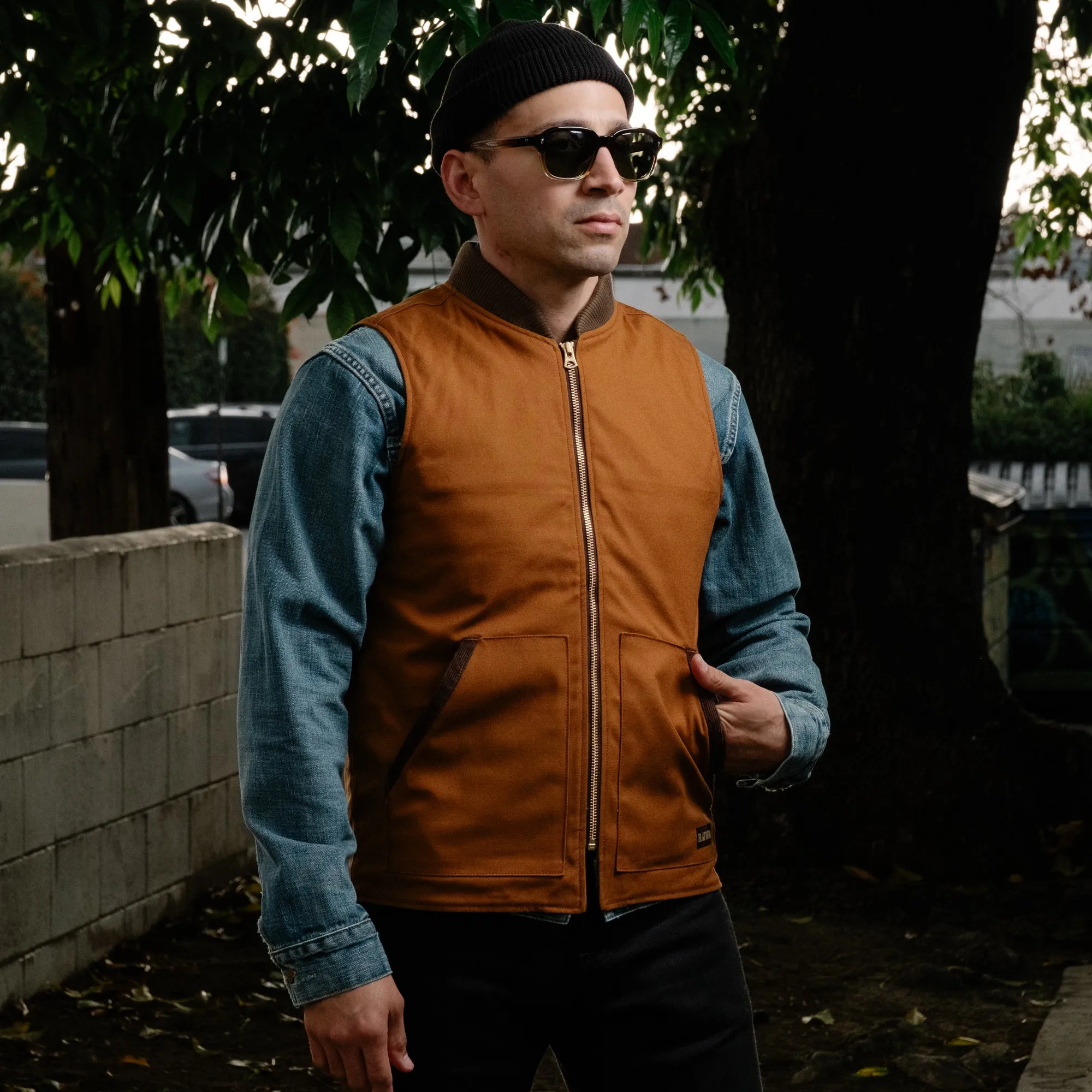 The Flat Head FN-OJ-CV003 Duck Vest Brown