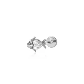 Titanium Heart Shape Diamond Tropical Fish Piercing Stud