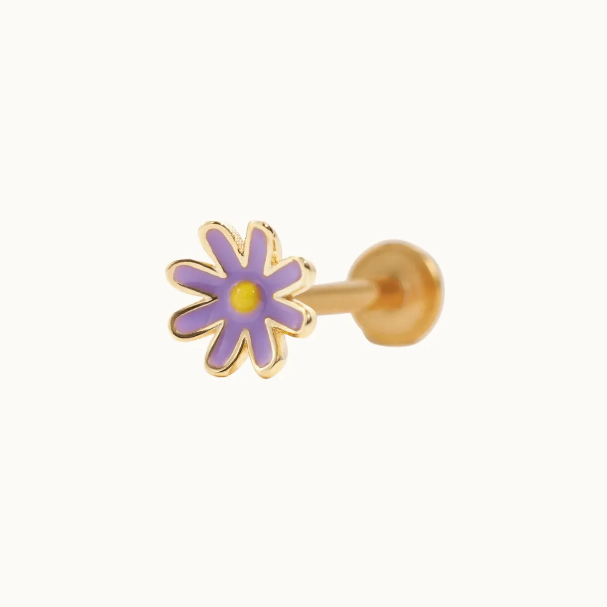 Violet Daisy Flower Flat Back Piercing Stud (16G)