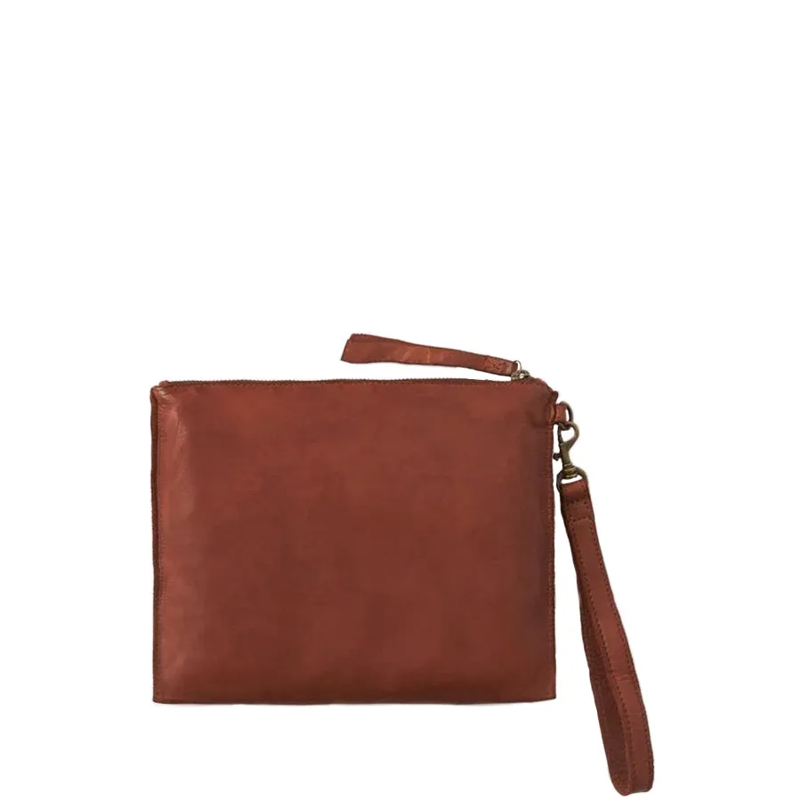 WALLET LARGE FLAT POUCH - COGNAC LEATHER