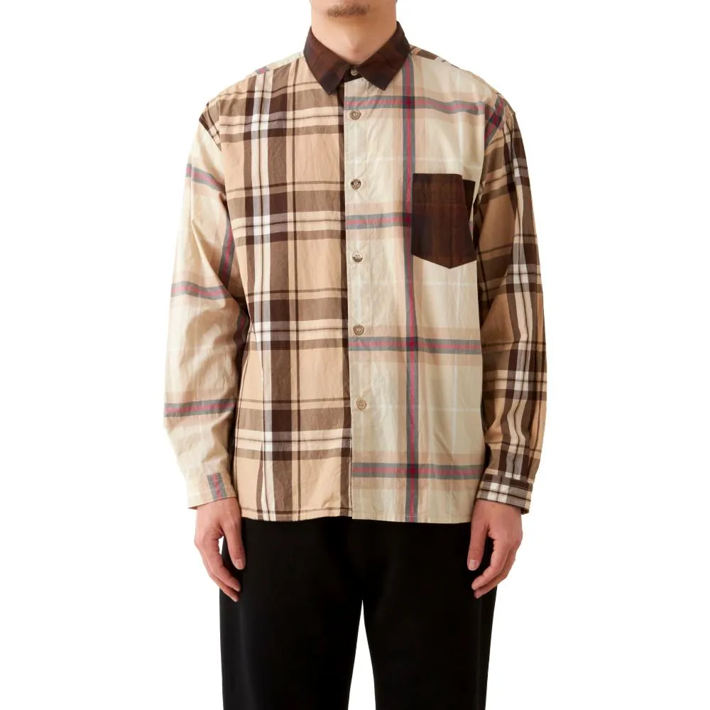 WHITE MOUNTAINEERING RANDOM CHECK SHIRT-BEIGE