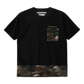 WHITE MOUNTAINEERING WAVE CAMOUFLAGE PRINTED CONTRASTED T-SHIRT-BLACK