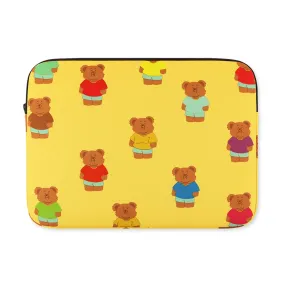 Yellow Bear Graphic Laptop Sleeves 13 15 inch Cases Protective Covers Handbags Square Pouches Designer Artist Prints Cute School Collage Office Lightweight